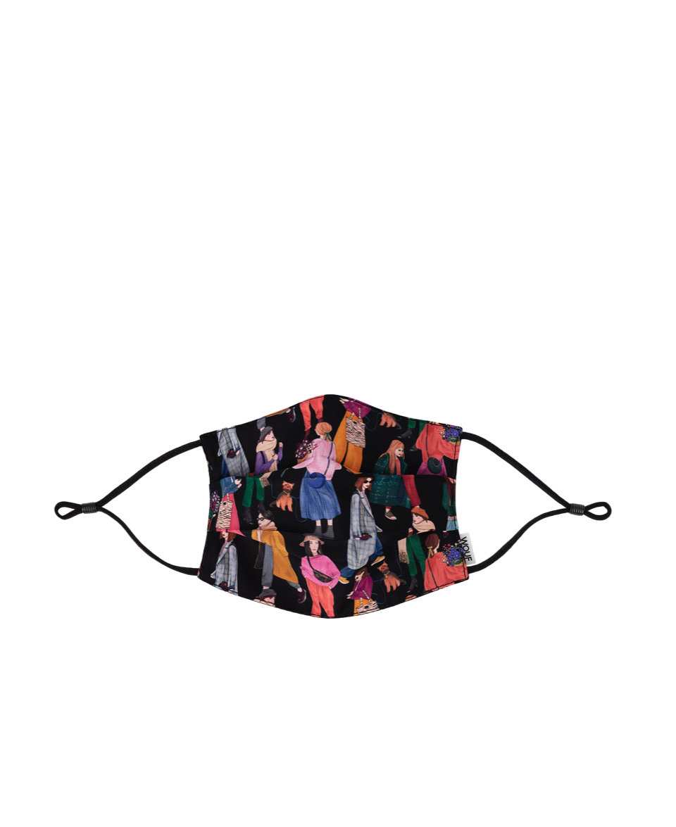 Wouf Girls mundbind, 2 filters maske - sort - Bahne